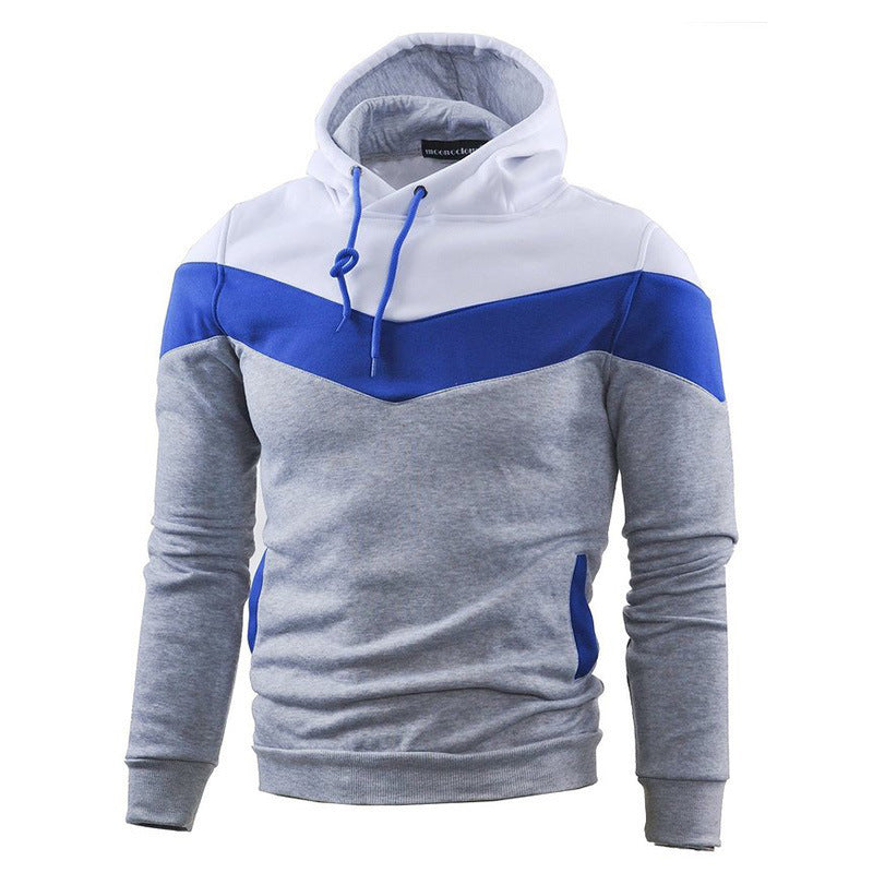 Stitching Sports Drawstring Long-sleeved Casual Men's Hoodie