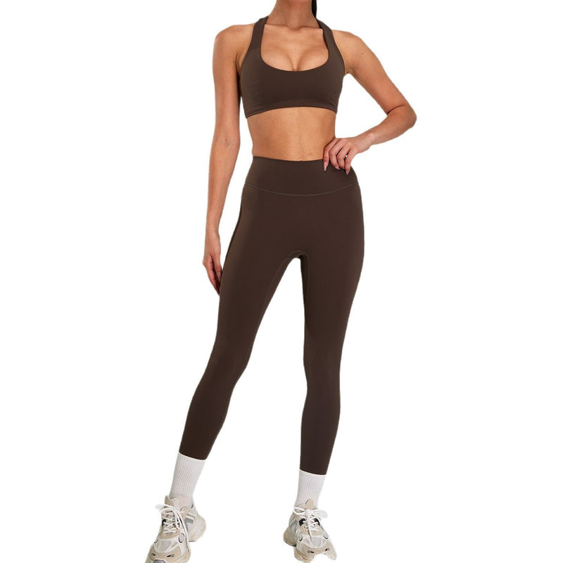 European And American High-intensity Sports Suit Outdoor Running Nude Feel Workout Clothes Slimming High Waist