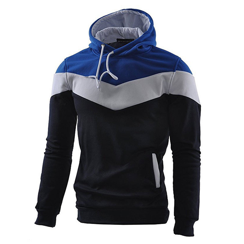 Stitching Sports Drawstring Long-sleeved Casual Men's Hoodie