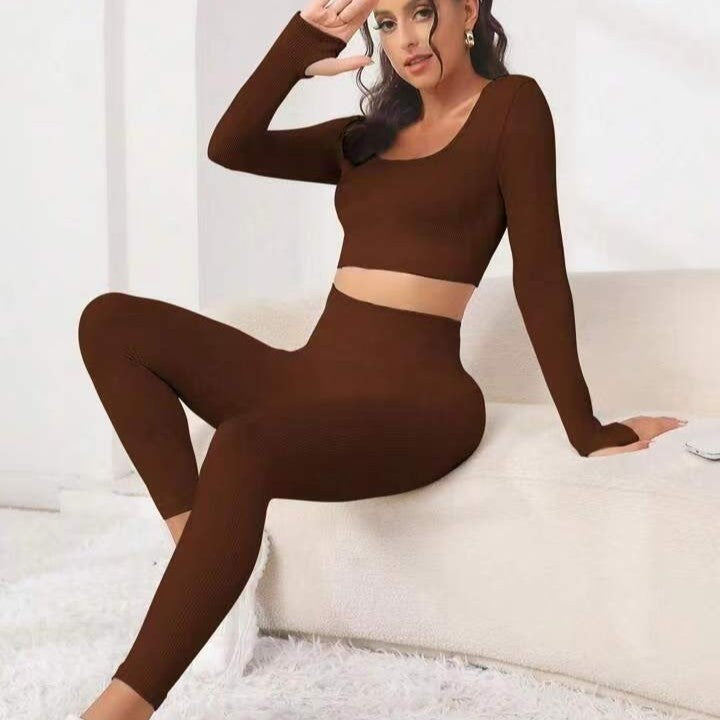 New Thread Seamless Long Sleeve Hip Lifting Trousers Yoga Suit
