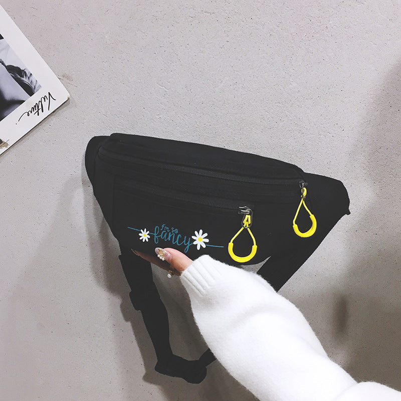 Canvas Waist Bag Women's Trendy New Ins Shoulder Bag Casual Disco Bag Japanese Harajuku Students Crossbody Bag