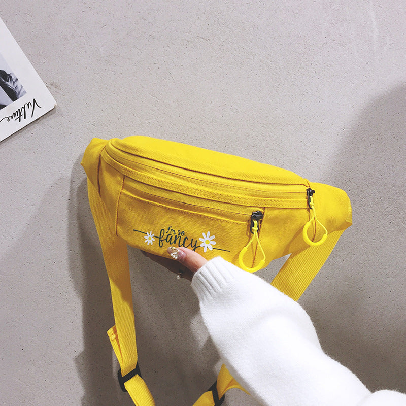 Canvas Waist Bag Women's Trendy New Ins Shoulder Bag Casual Disco Bag Japanese Harajuku Students Crossbody Bag