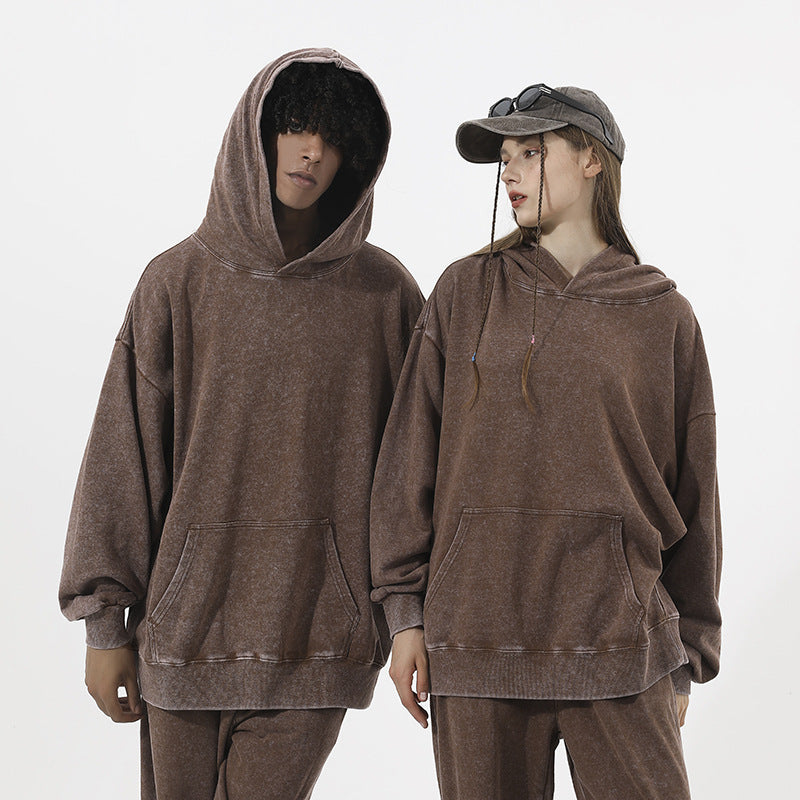 European And American Washed Hoodie Loose Outfit