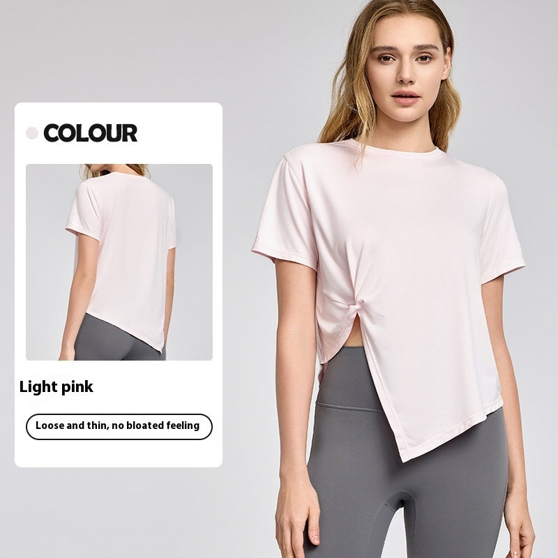 New Yoga Wear Short Sleeve Split Breathable Exercise Top