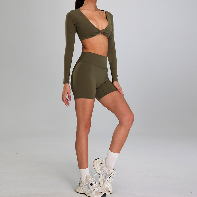 European And American High-intensity Sports Suit Outdoor Running Nude Feel Workout Clothes Slimming High Waist
