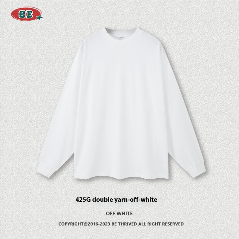 Long Sleeve Youth Autumn And Winter Solid Color Cotton Loose Plus Size T-shirt Men