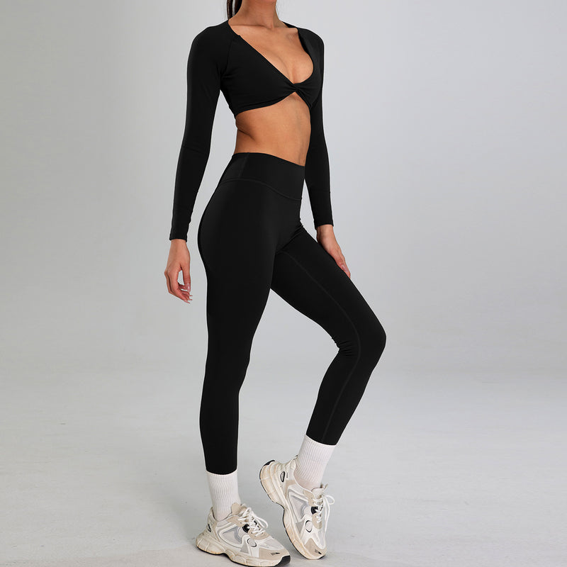 European And American High-intensity Sports Suit Outdoor Running Nude Feel Workout Clothes Slimming High Waist