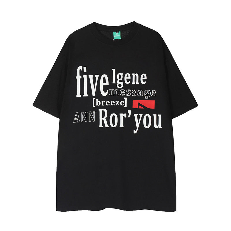 Street Fashion English Letter Short Sleeve T-shirt Men