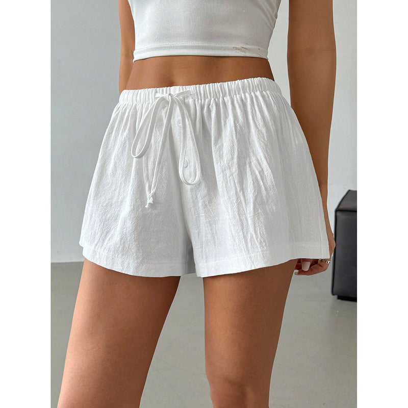 Fashionable Basic Striped Elastic Casual Shorts Home Loose Slimming