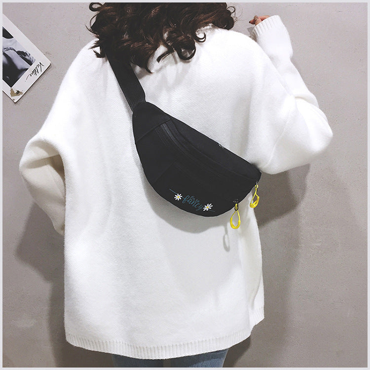 Canvas Waist Bag Women's Trendy New Ins Shoulder Bag Casual Disco Bag Japanese Harajuku Students Crossbody Bag