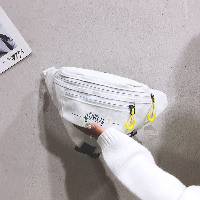 Canvas Waist Bag Women's Trendy New Ins Shoulder Bag Casual Disco Bag Japanese Harajuku Students Crossbody Bag