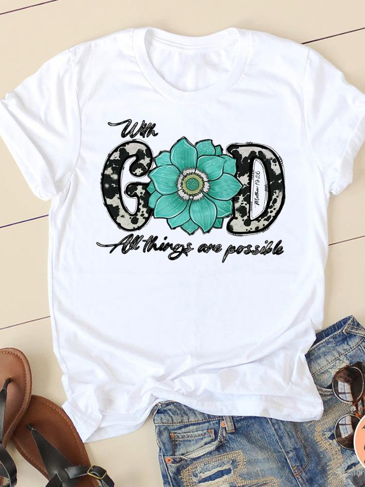 Letter Style Cute Sweet Short Sleeve Fashion Women Print