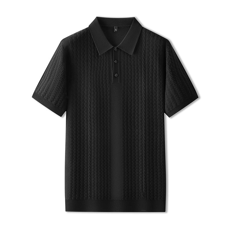 Autumn And Winter New Men's Plus-sized Plus Size Lapel Short Sleeve Sweater