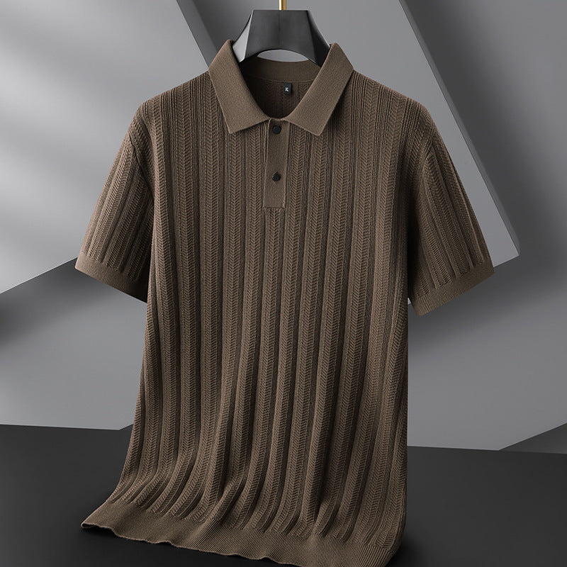Autumn And Winter New Men's Plus-sized Plus Size Lapel Short Sleeve Sweater