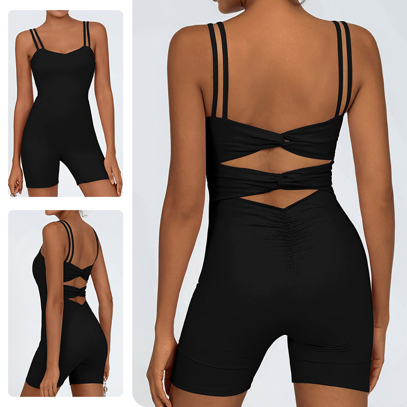 Nude Feel Quick-drying Beauty Back Cross One-piece Shorts