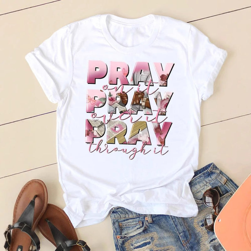 Letter Style Cute Sweet Short Sleeve Fashion Women Print