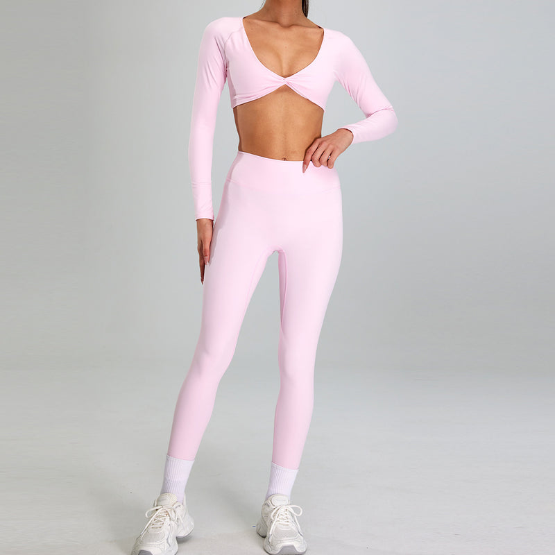 European And American High-intensity Sports Suit Outdoor Running Nude Feel Workout Clothes Slimming High Waist