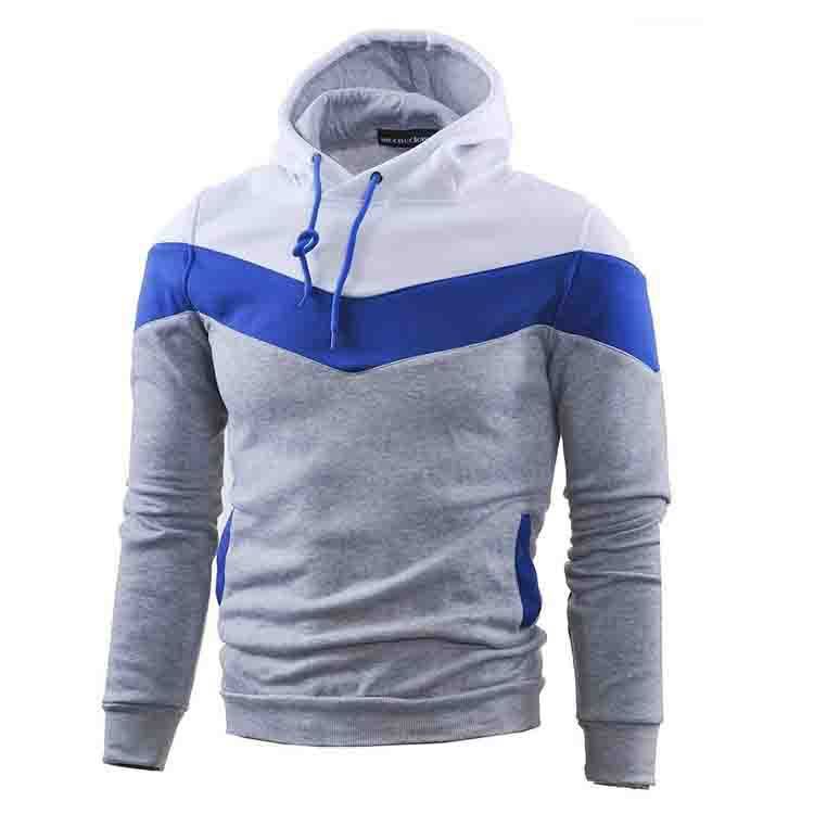 Stitching Sports Drawstring Long-sleeved Casual Men's Hoodie