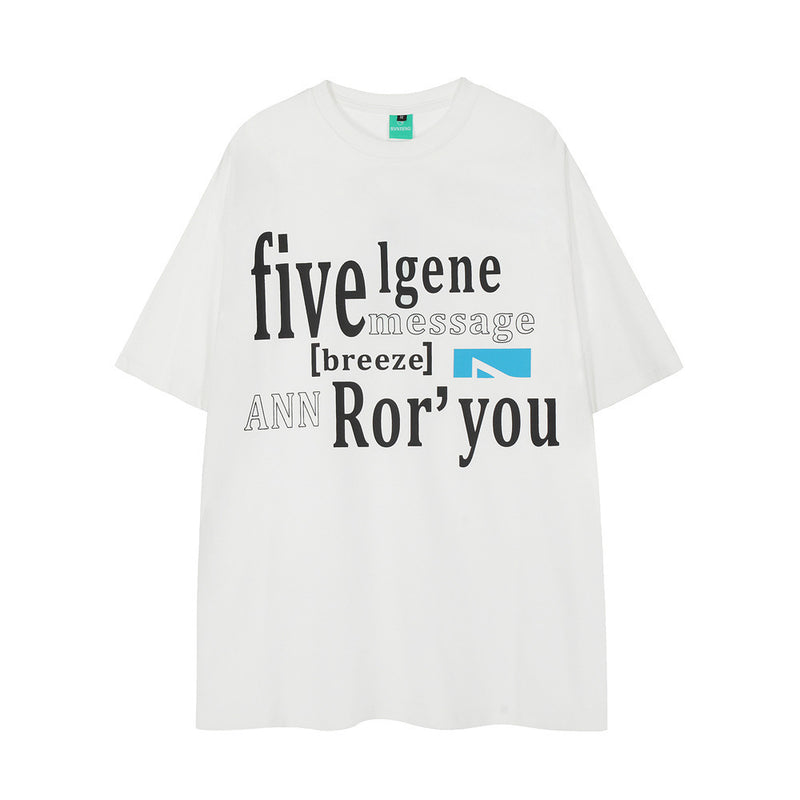 Street Fashion English Letter Short Sleeve T-shirt Men