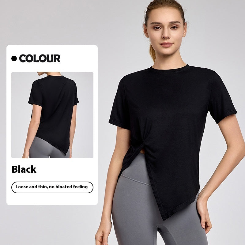 New Yoga Wear Short Sleeve Split Breathable Exercise Top