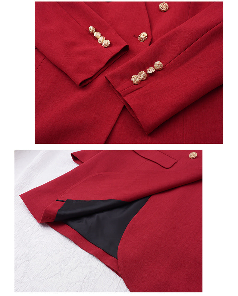 Autumn Large Size Women's Collarless Double-breasted Suit Jacket