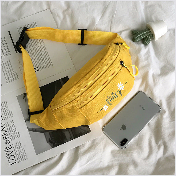 Canvas Waist Bag Women's Trendy New Ins Shoulder Bag Casual Disco Bag Japanese Harajuku Students Crossbody Bag
