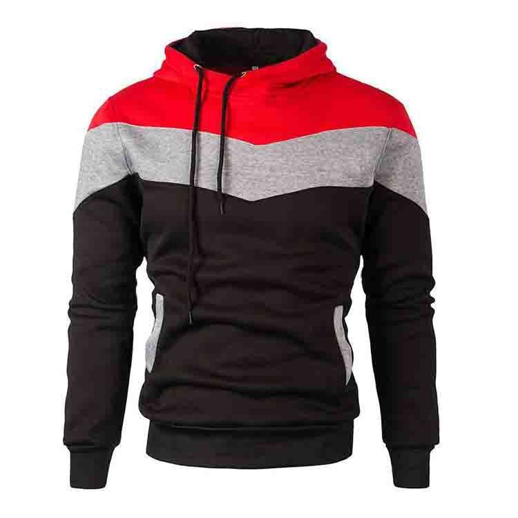 Stitching Sports Drawstring Long-sleeved Casual Men's Hoodie